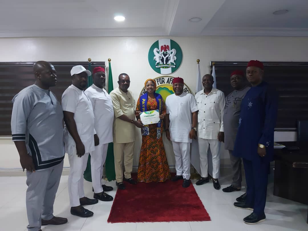 INVESTITURE OF PRINCESS GLORIA AKOBUNDU CEO AUDA/ NEPAD as our PATRONESS in her office at ABUJA.